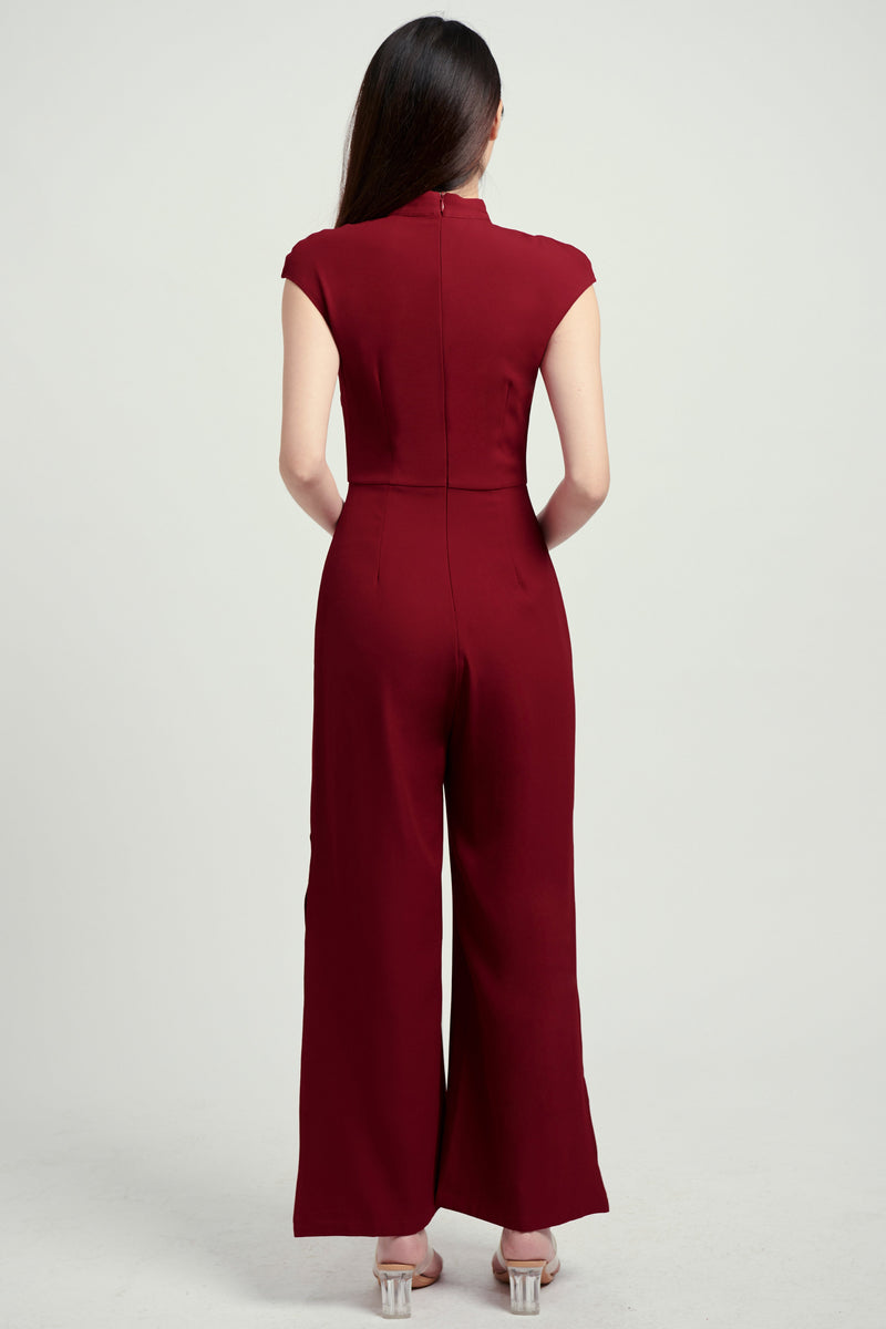 Yue Jumpsuit (Maroon) Romper white-layers.com 