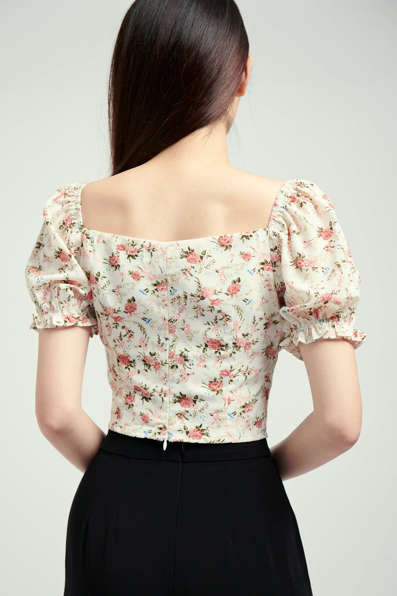 Shelly Top (Floral) Tops white-layers.com 