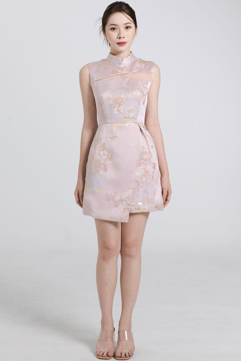 Yun Dress (Jacquard pink) ETA 25/1 Dresses white-layers.com 