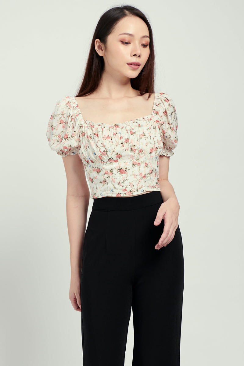 Shelly Top (Floral) Tops white-layers.com 